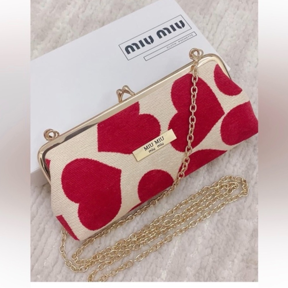 Miu Miu Red Heart Crossbody Bag with Gold Hardware. - Picture 2 of 6